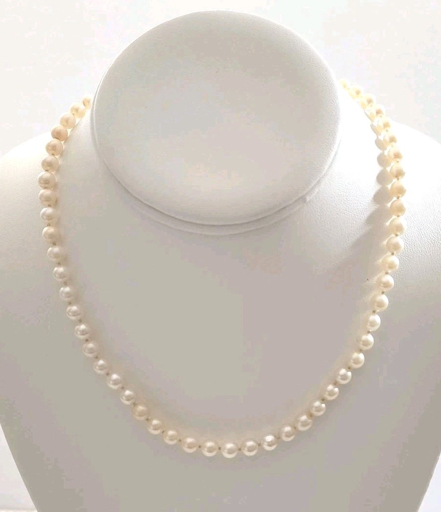 Cream Colored Pearl Necklace – Single Strand With 14k Clasp, With AGA Appraisal
