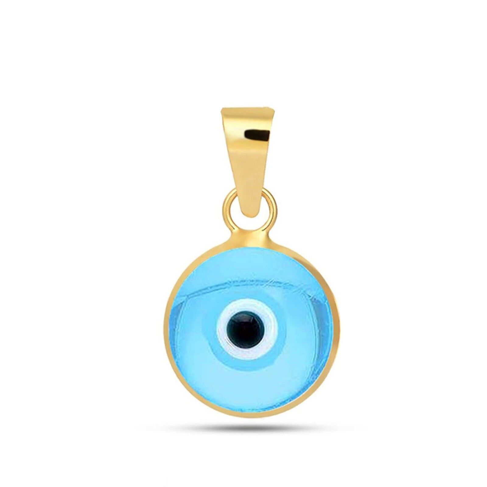 Real 14K Gold Evil Eye Charm,Good Luck Gift for Her, Authentic 14Kt Gold Pendant