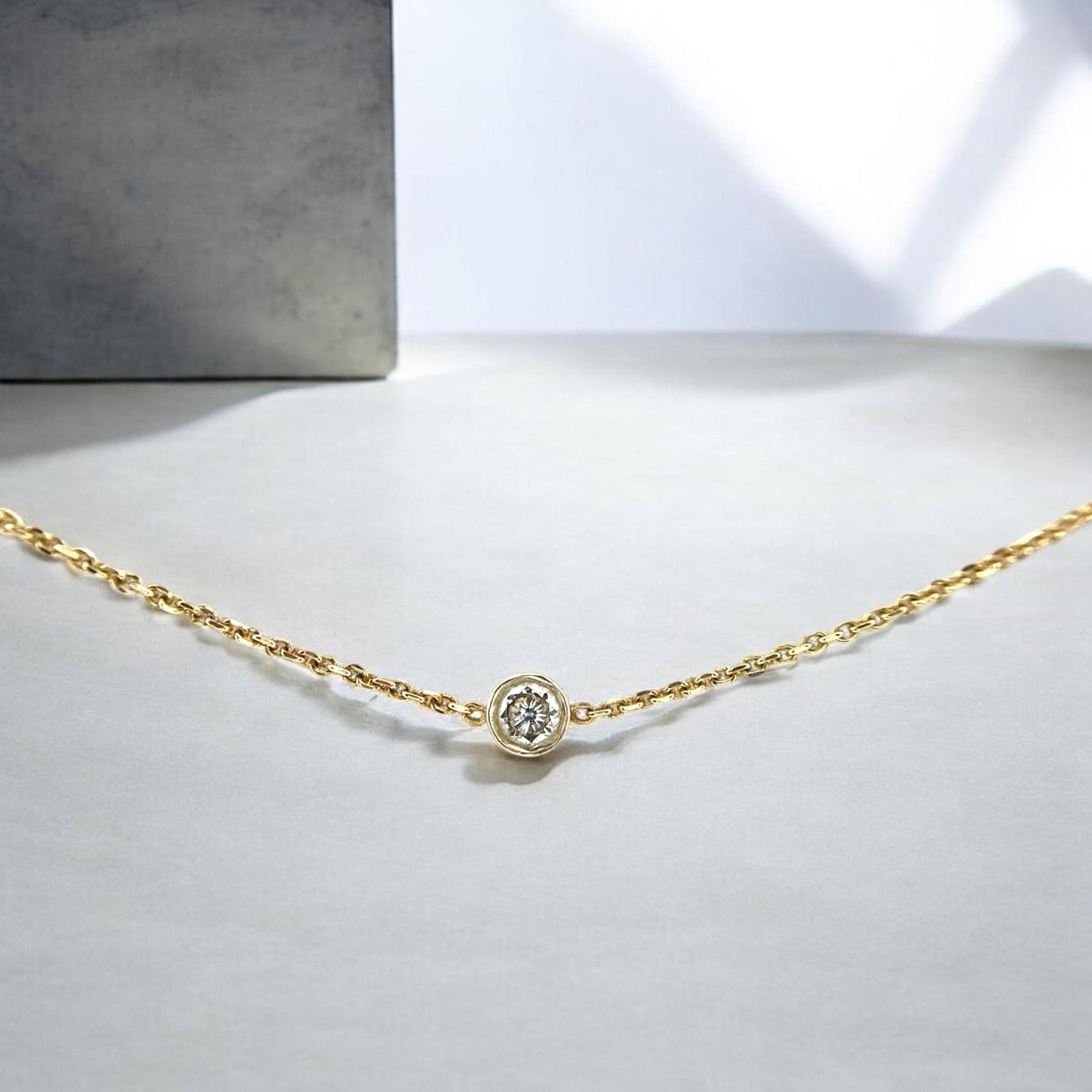 Vintage 14K Yellow Gold 1.00 CTW Natural Diamond By The Yard Station Necklace