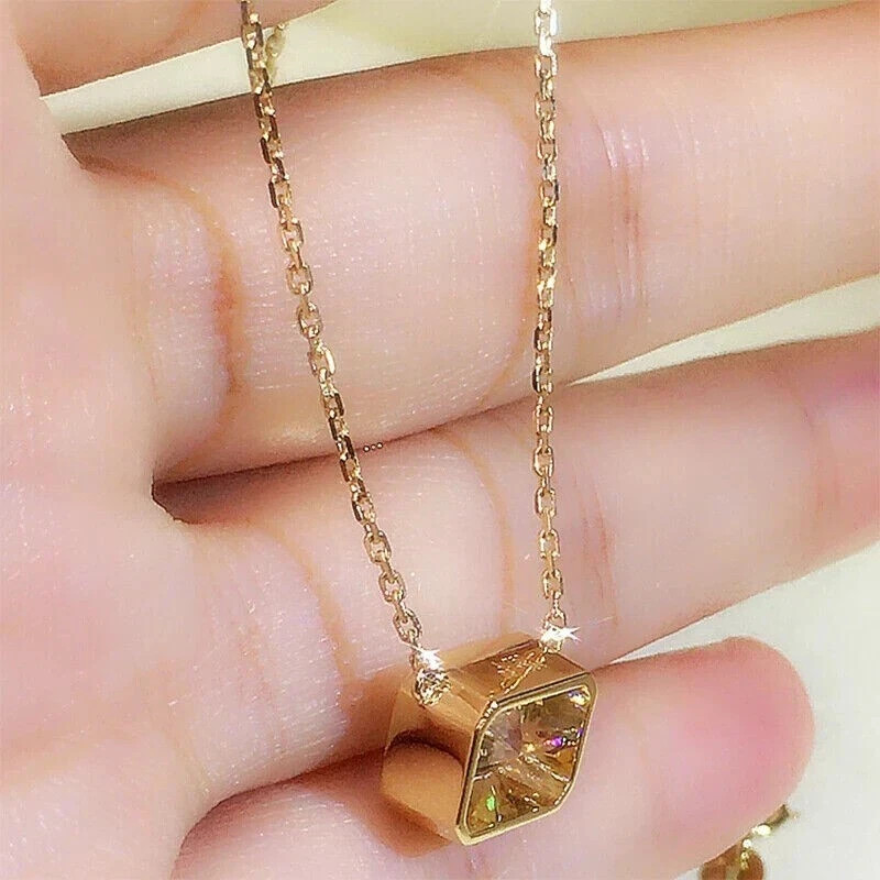 3Ct Lab Created Diamond Radiant Pendant 14K Yellow Gold Plated Free Chain