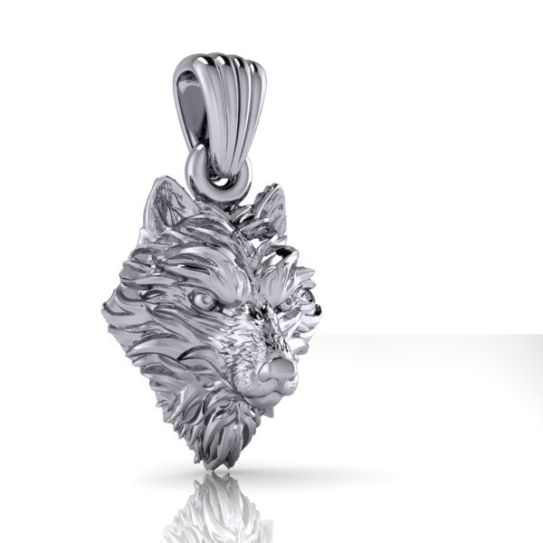 Wolf Head Pendant | 999 Fine Silver 17.5mm | Handmade USA