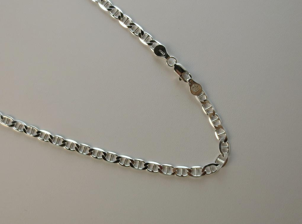 7,8,9,16,18,20,22,24,30 inches, 4.5mm Sterling Silver Marina .925 Italian Chain.
