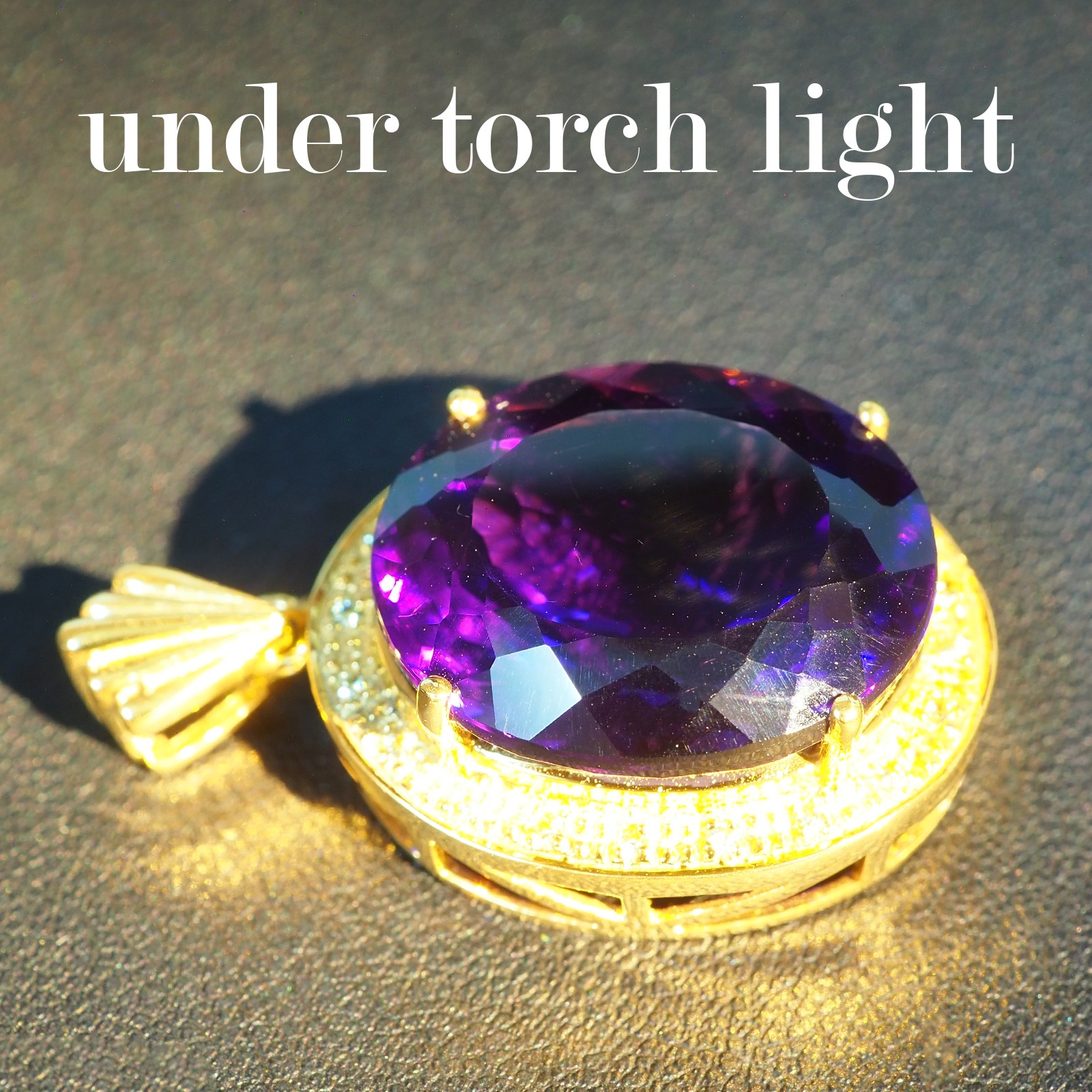 24K Gold 925 Sterling Silver Pendants Dazzling Rich Purple Amethyst Oval 22.15Ct