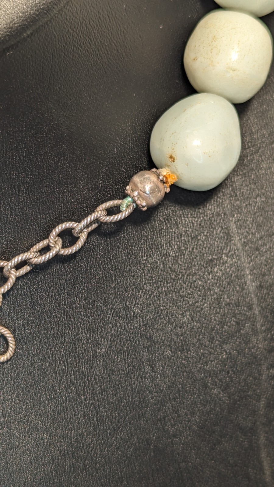EXEX 925 Claudia Agudelo Green Jade Necklace With Mother of Pearl Pendant Rare