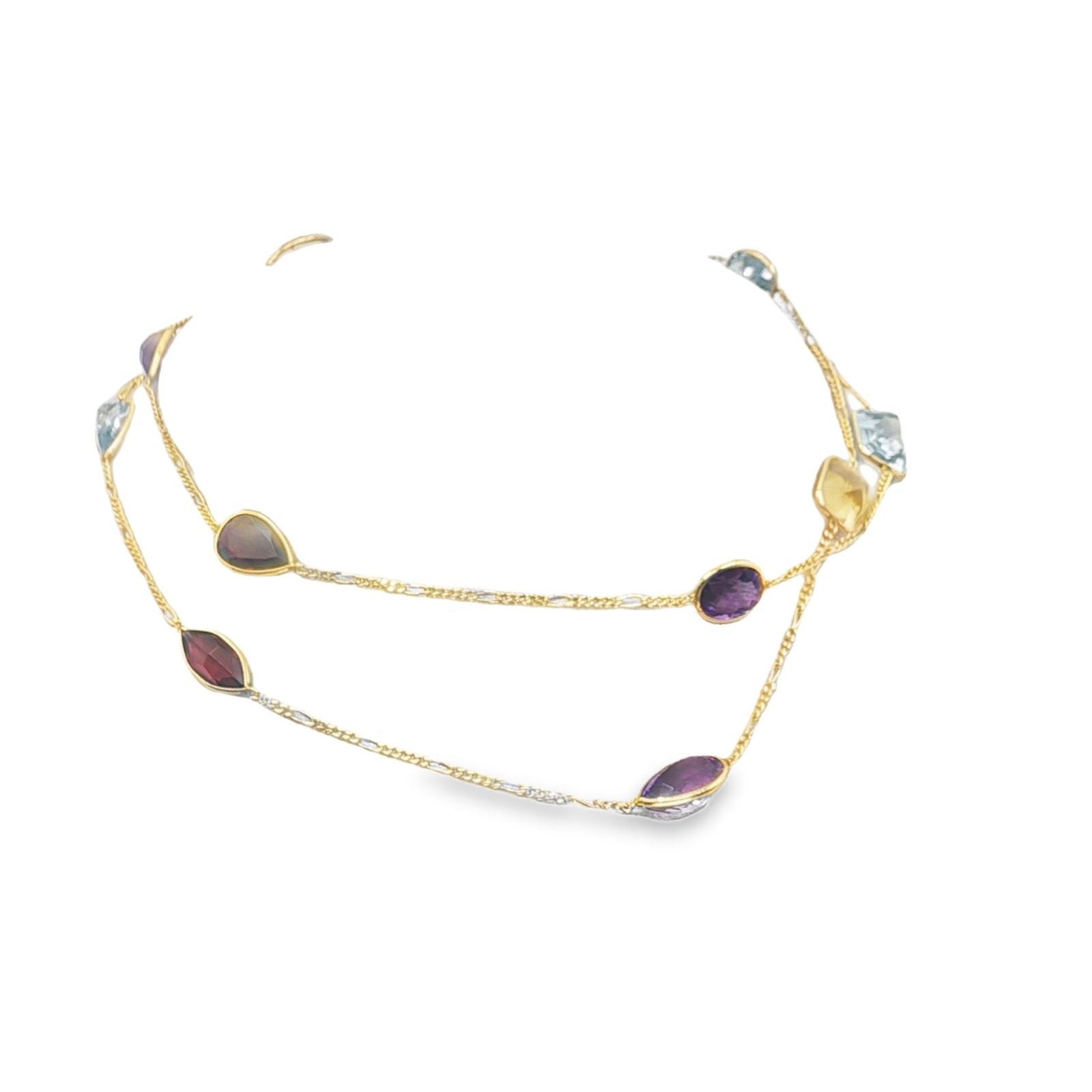 Vintage 13K-14K YG Multi Gemstone Necklace 30″
