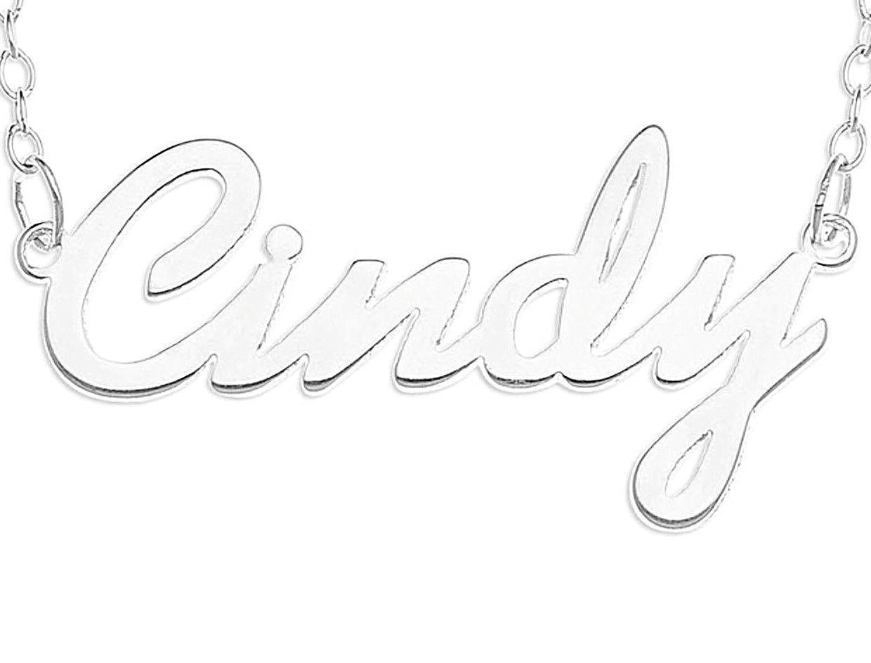 Cindy Name Plate Necklace Pendent Sterling Silver female Personalized Custom