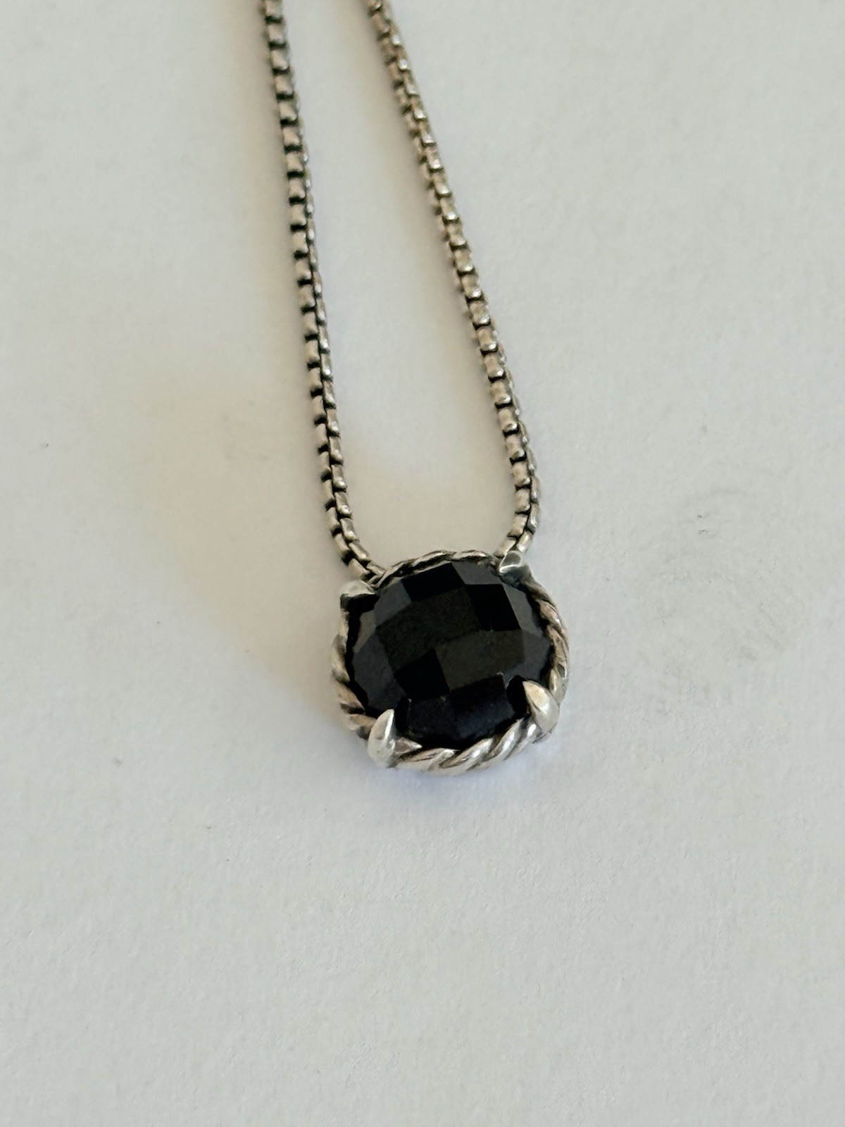David Yurman Sterling Silver Black Onyx Petite Chatelaine Pendant Necklace 17”
