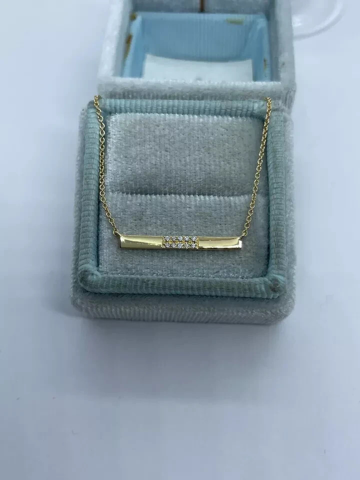 0.20Ct Round Lab Created Diamond Bar Pendant 14K Yellow Gold Finish