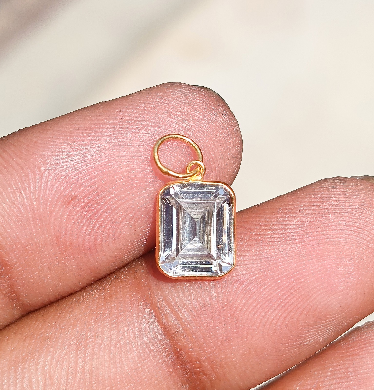 Handmade 18k Solid Gold Diamond Charm Pendant – Dainty Gemstone Jewelry