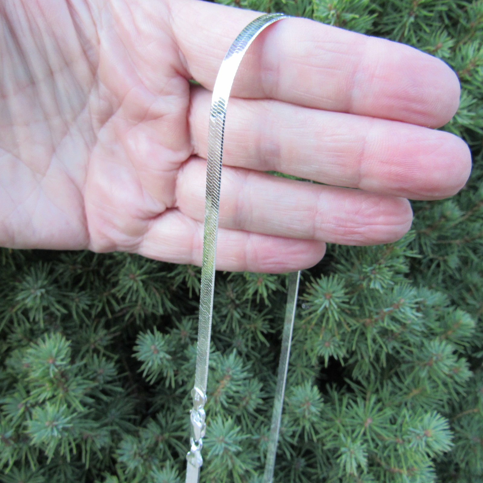 Solid 925 Sterling Silver Italian Herringbone Flexible Chain Necklace / Bracelet