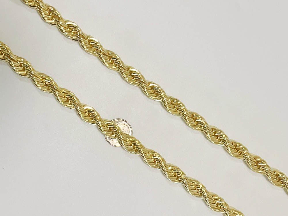 10K Yellow Gold SOLID Rope Chain Necklace Diamond Cut Real Gold 10mm 22inch