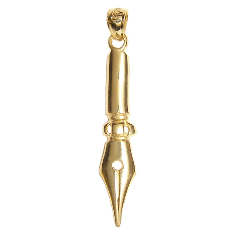 New 14k Yellow Gold Pen Pendant