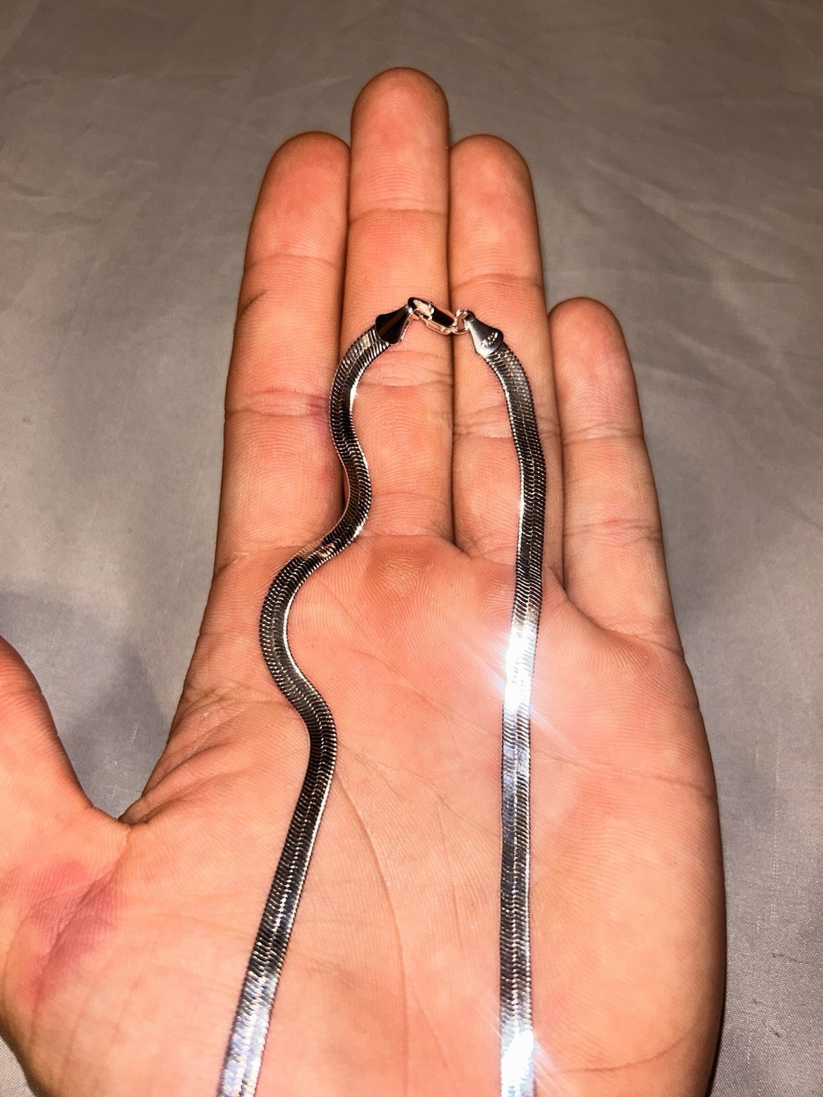 925 Sterling Silver 3mm Herringbone Necklace 18” Length