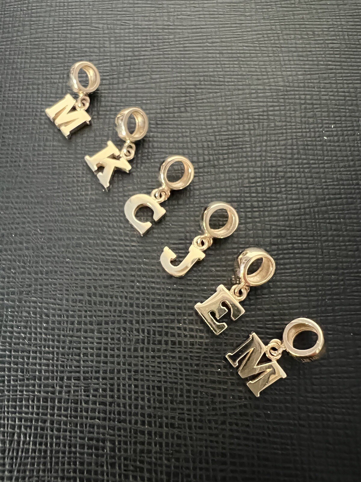 14k Solid Yellow Gold Block Letter Initial “A-Z” Charm Pendant Uppercase