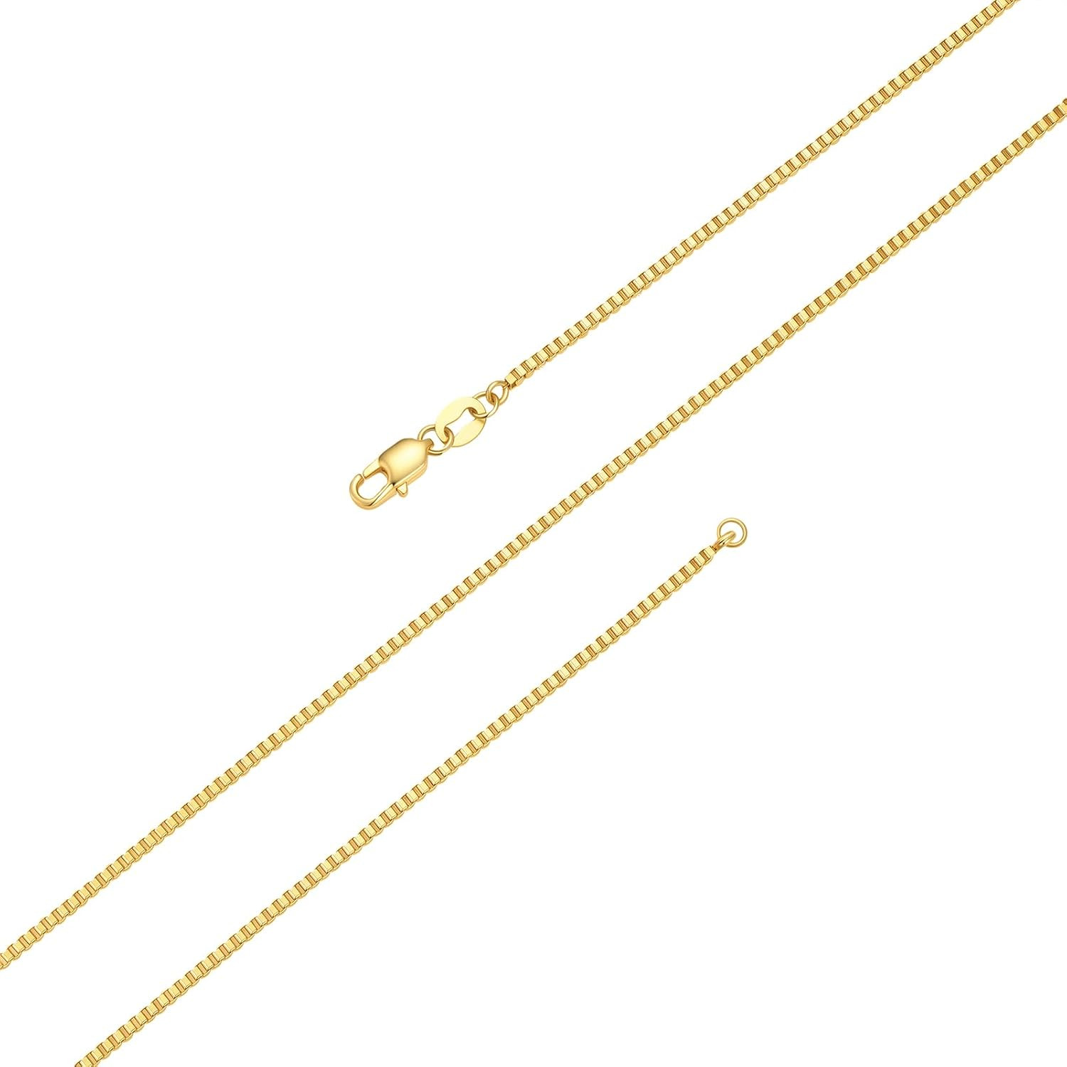 Box Chain Necklace, Sterling Silver or Gold Plated, 14-30 Inch | Choose 925 Ster