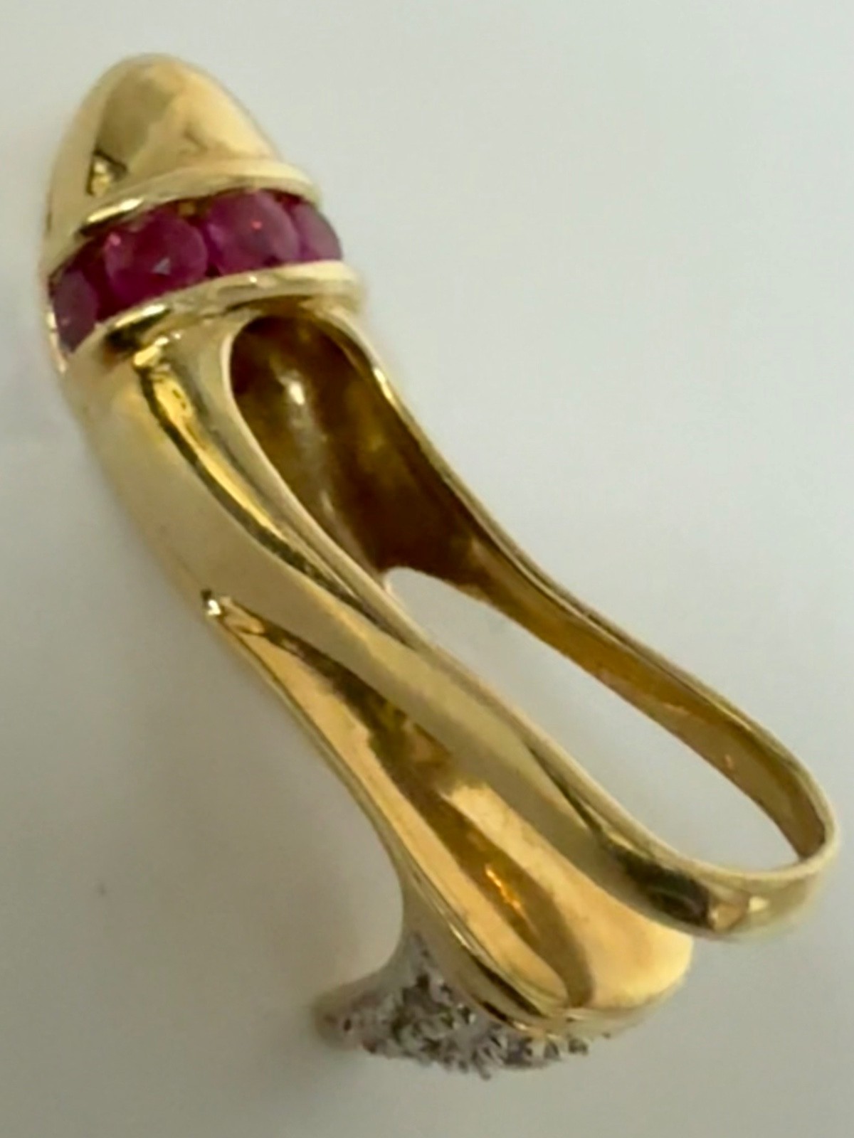 10K 5 Ruby & Diamond High Heel Slingback Pendant/Slide 2.4 g