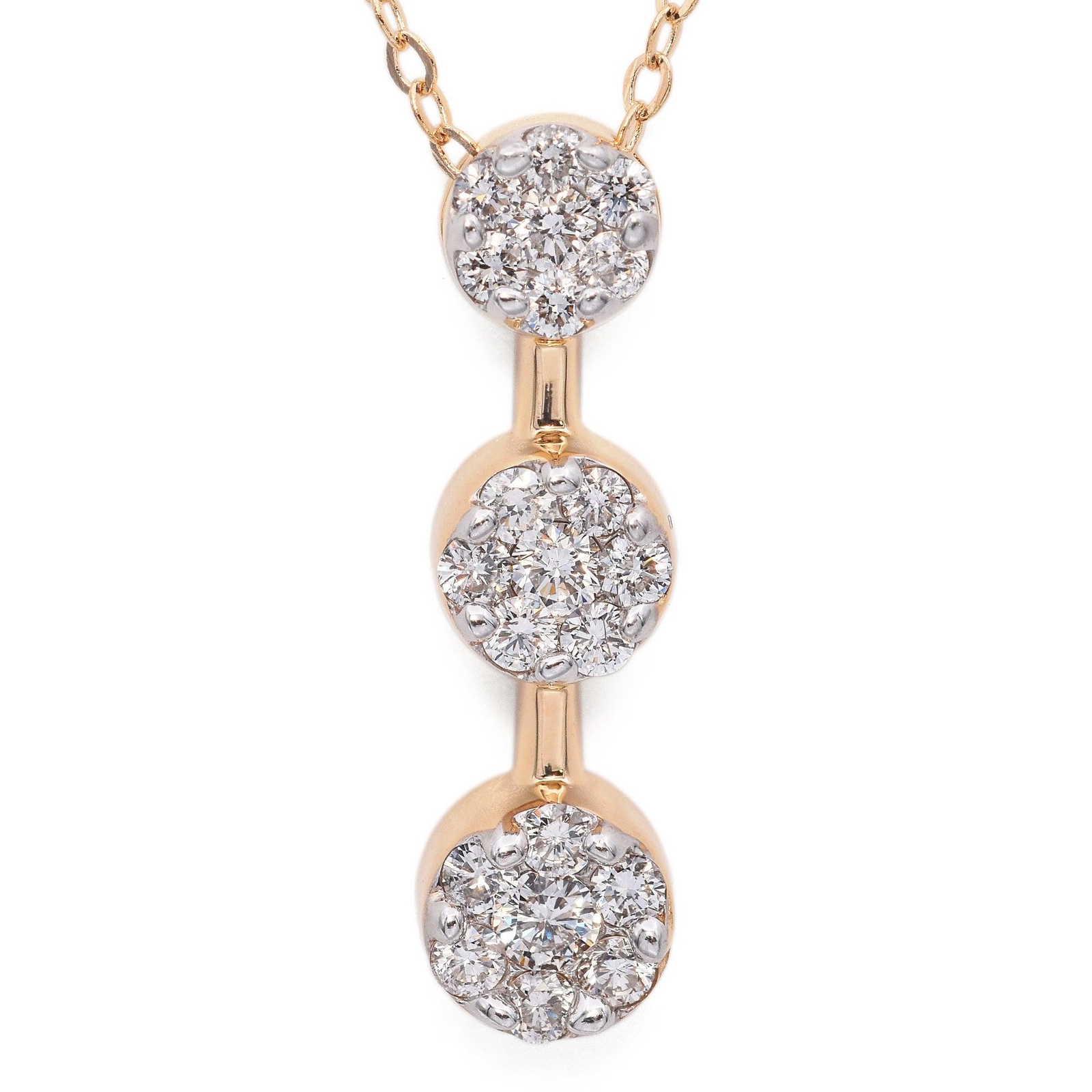 Estate 14K Yellow Gold 0.62 TCW Round Diamond Cluster Pendant Necklace
