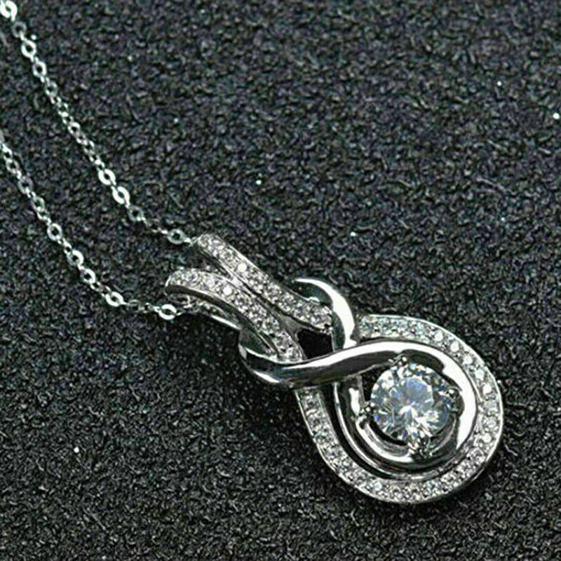 1.00 Ct Round Cut Diamond Pendant Necklace Without Chain 14k White Gold Finish