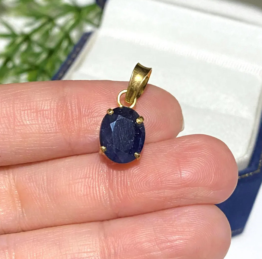 Genuine Blue Sapphire Birthstone Pendant Unisex Gift 925 Sterling Silver Jewelry