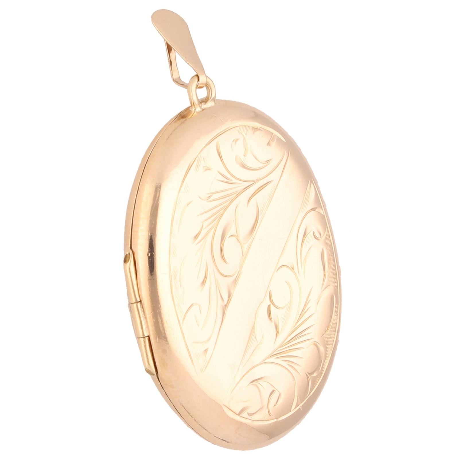 9Carat Yellow Gold Oval Patterned Locket (32x39mm)