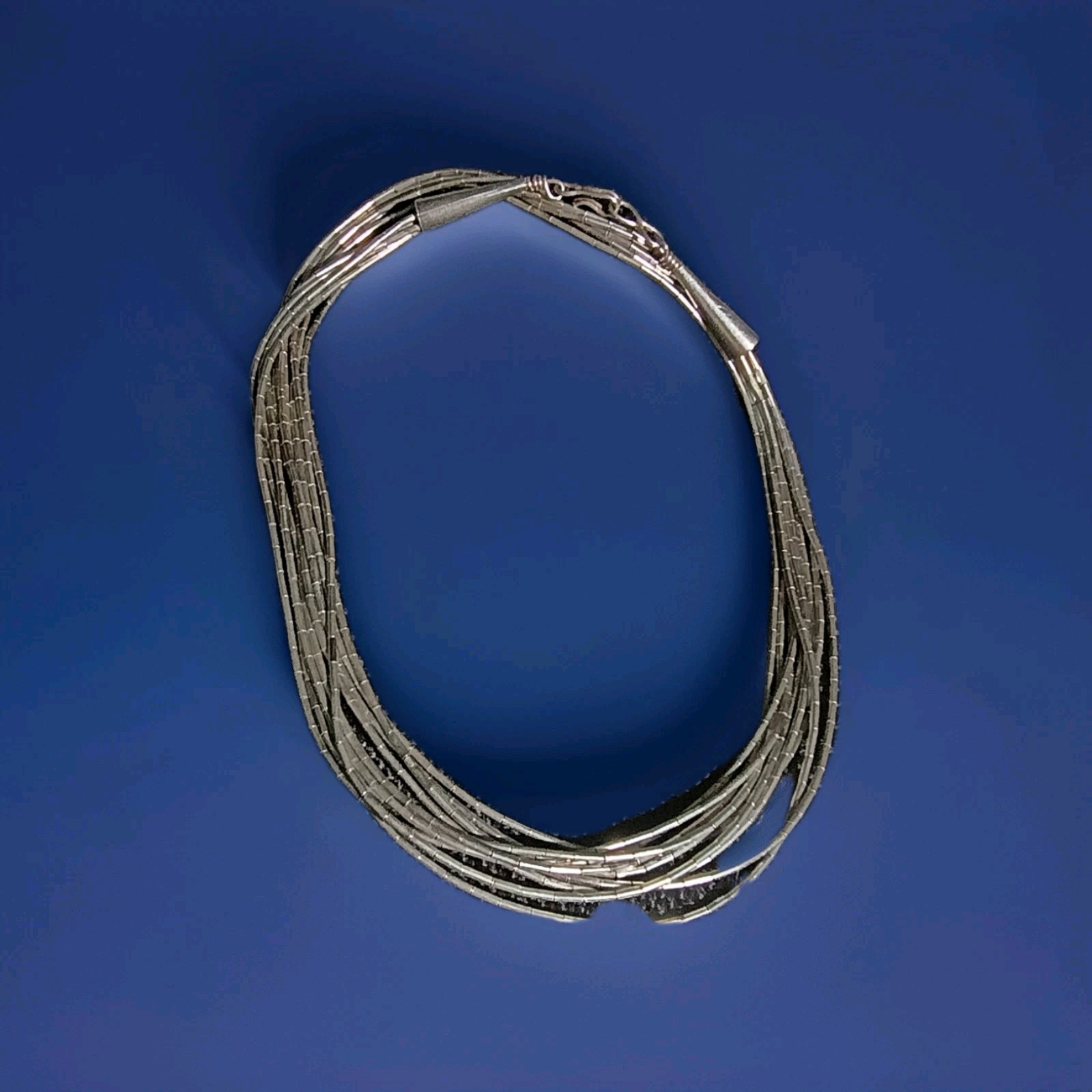 25.5″ Multiple Strands Liquid Silver Bead Necklace 20.73 gm 5 Strands Vintage