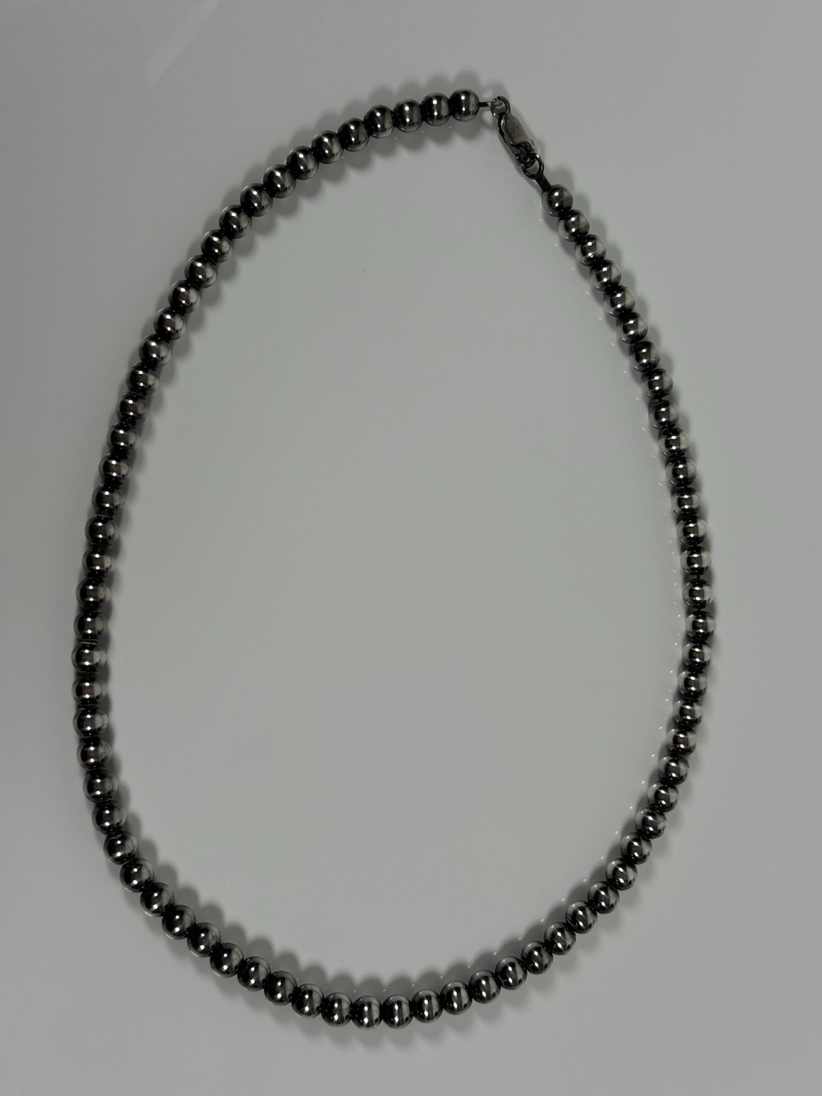 925 Sterling Silver Round Ball Bead 6mm Chain Necklace 18”
