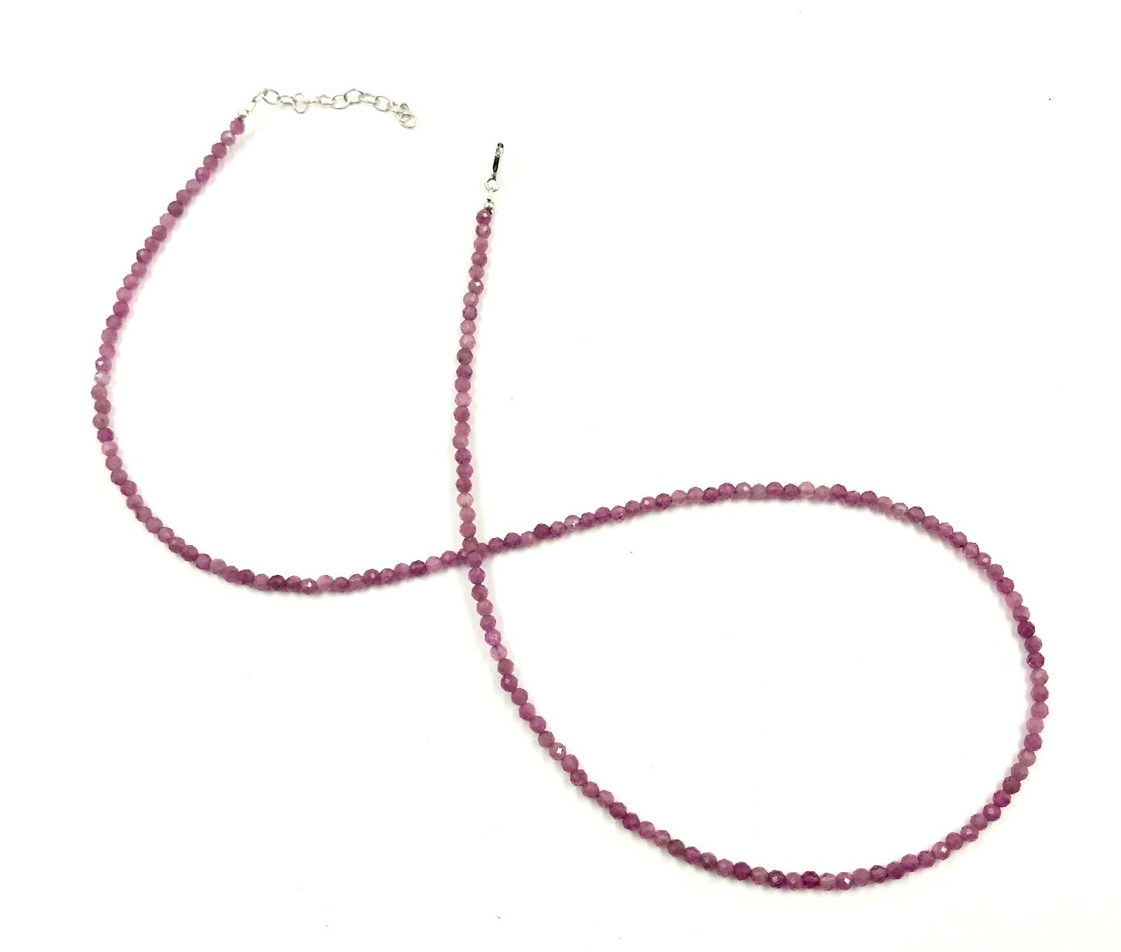 Genuine Pink Tourmaline Beads Silver Necklace Jewelry Women Handmade USA SELLER