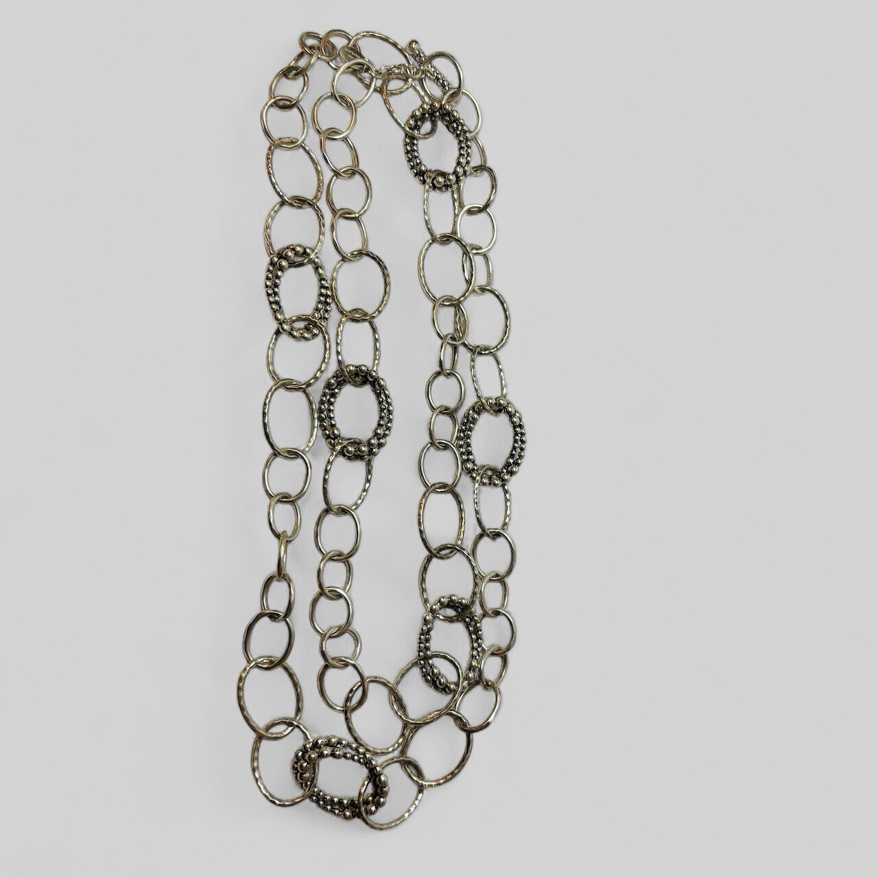 Michael Dawkins Sterling 925 Silver Beaded Circle Station Necklace 36 in