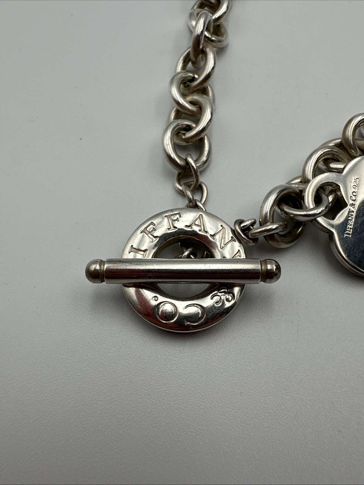 Authentic Tiffany & Co. Sterling Silver 925 Blank Heart Tag Toggle 16” Necklace