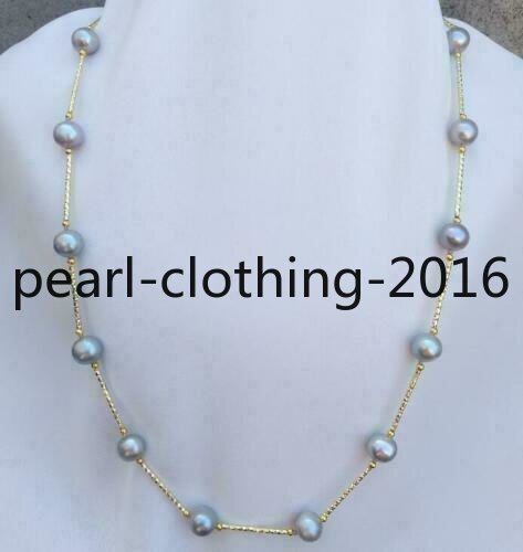 stunning 8-9mm Japan Akoya gray pearl pendant Necklace 20 inch 14k GOLD