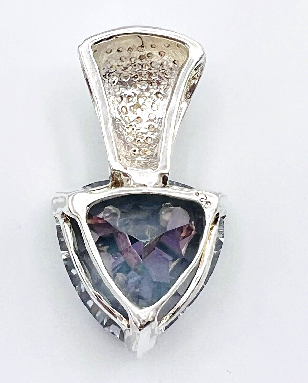 Sterling Silver 20mm x 20mm Trillion Cut Mystic Topaz Pendant