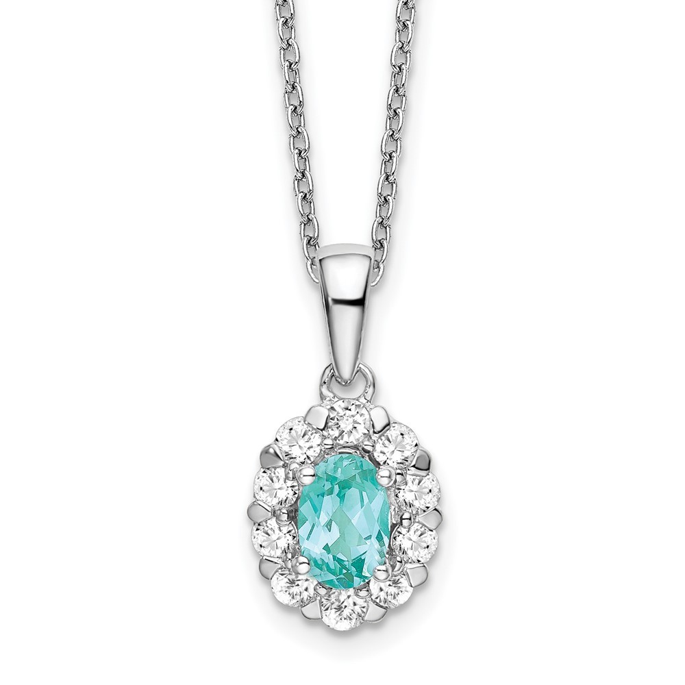1.65Ct Lab Grown Diamond & Paraiba Pendant Necklace in 14K White Gold VS/SI, GH