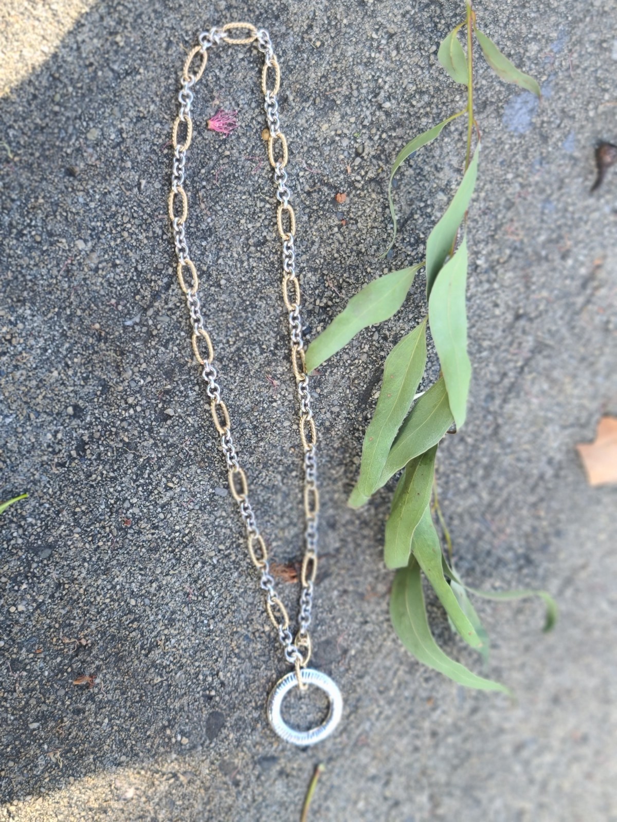 14k Solid Yellow & White Gold Chain Necklace Adjustable Up To 21.5″ ITALY 15.7gr