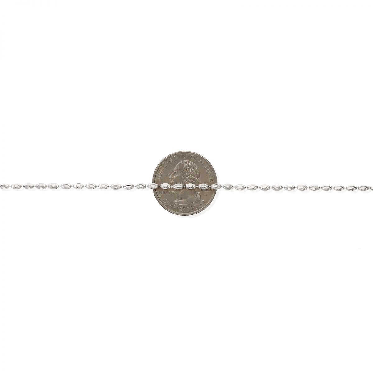 925 Silver 2mm-4mm White Half Moon Cut Oval Barrel Beaded Chain Necklace 18″-26″