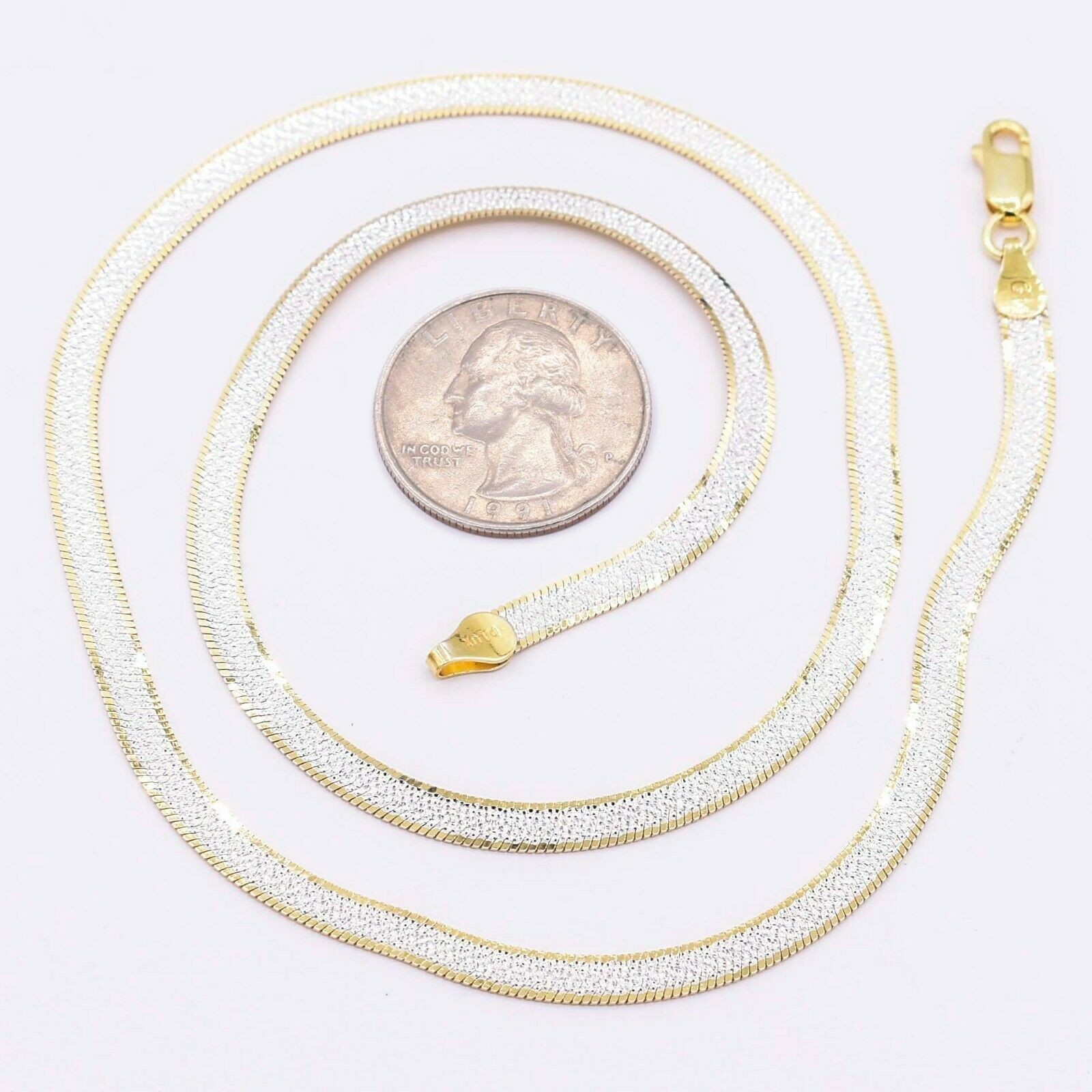 4.5mm Reversible Herringbone Chain Necklace 14K Yellow Gold-Plated Silver 925