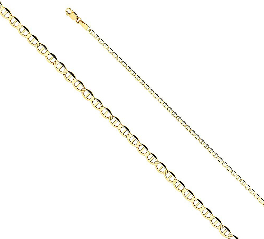 Mens Womens 10K Yellow Gold Real Mariner Link Chain Bracelet 7″ – 8″