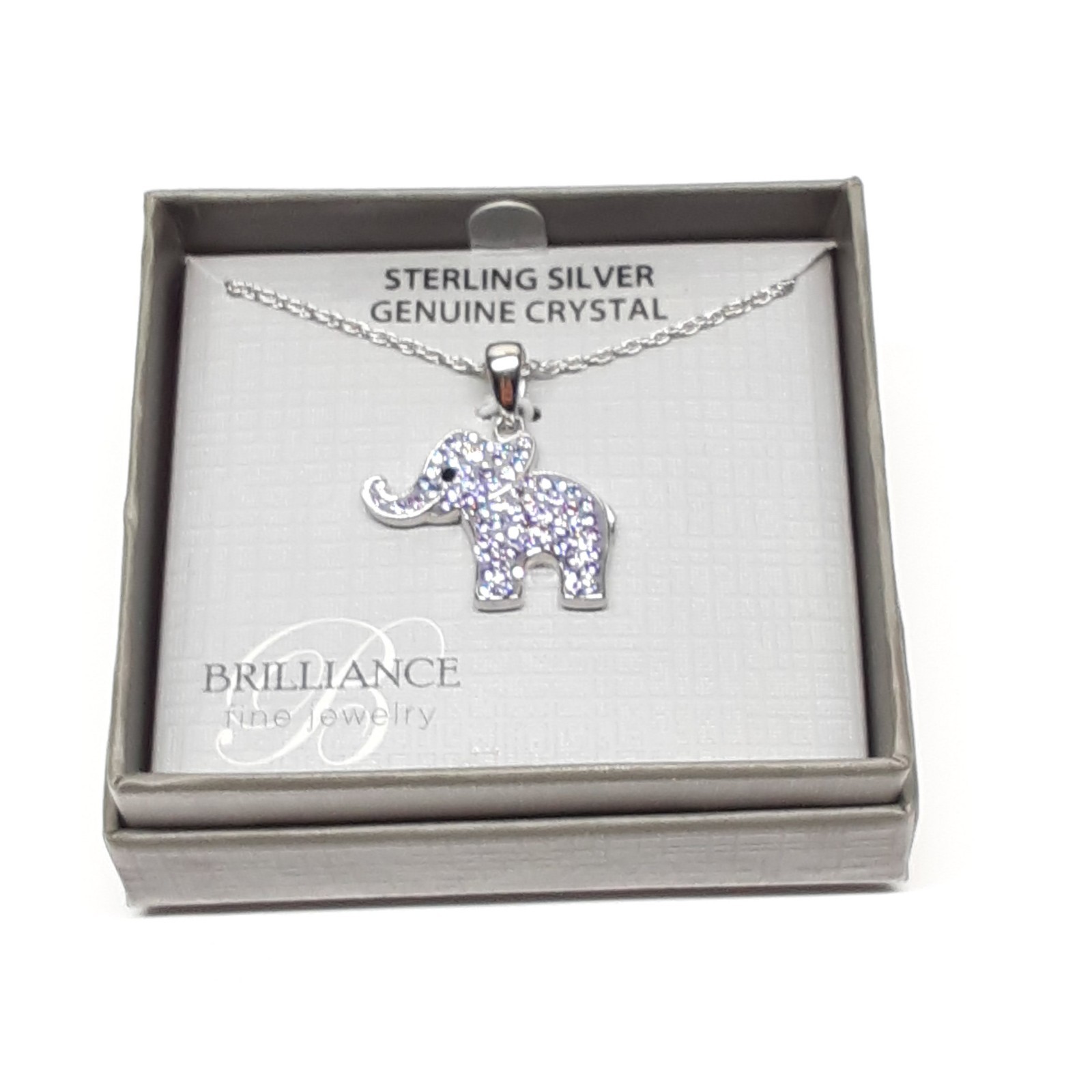 Elephant Genuine Crystal Pendent 925 Sterling Silver 18″ Necklace