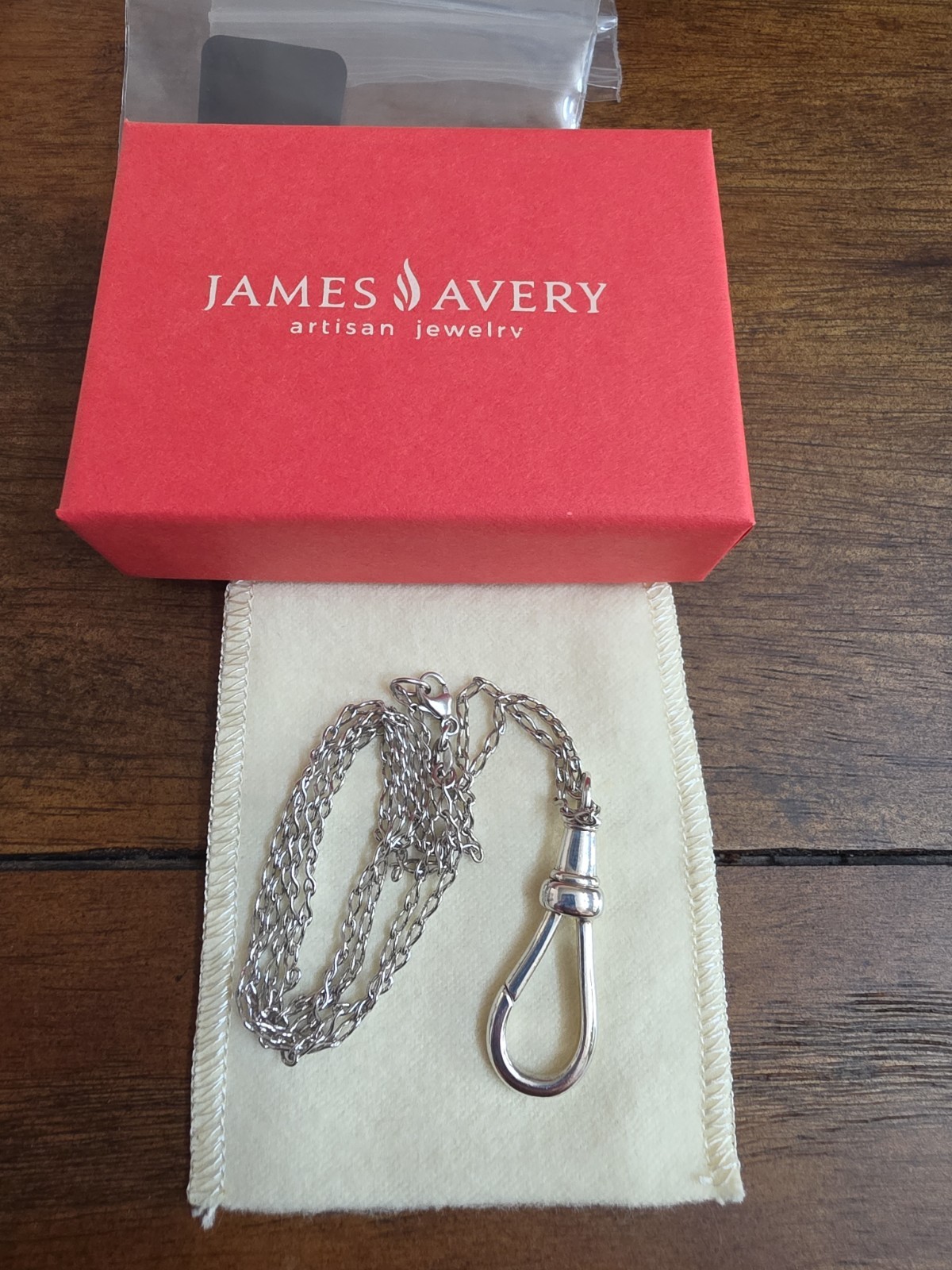 RETIRED James Avery Sterling Fob Charm Holder Necklace 24 inches