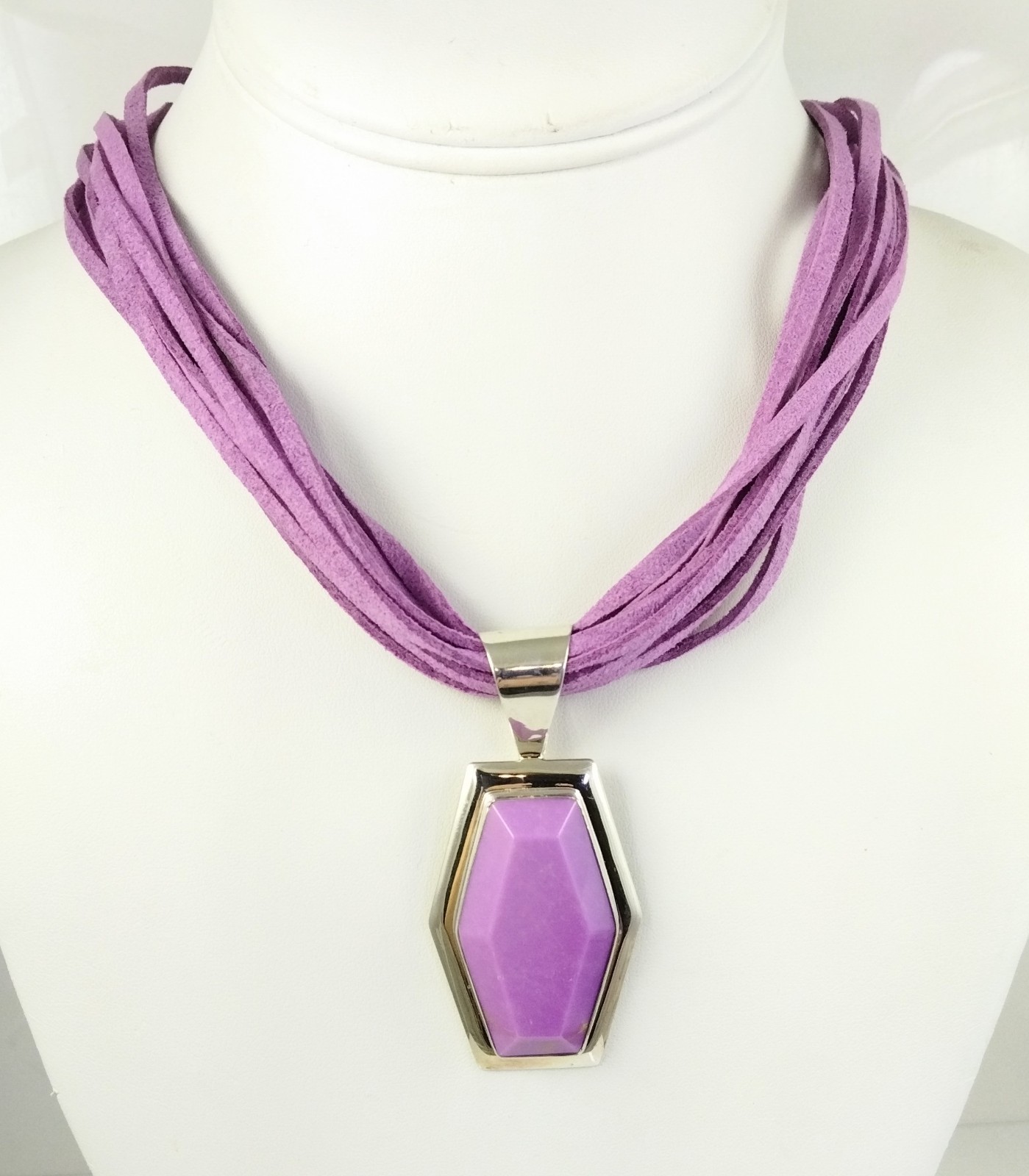 Jay King DRT Sterling Silver Phosphosiderite Pendant 10 Strand Leather Necklace
