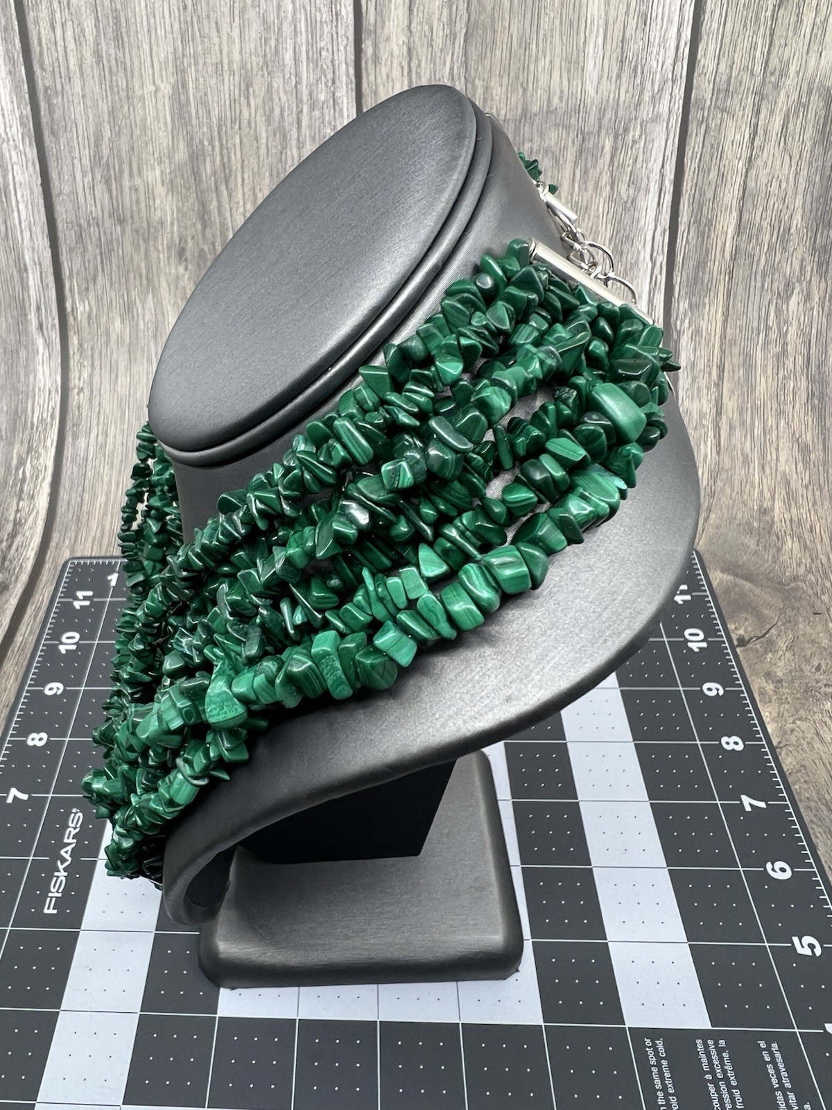 Jay King 7 Strand Malachite Chip Waterfall Necklace 18″