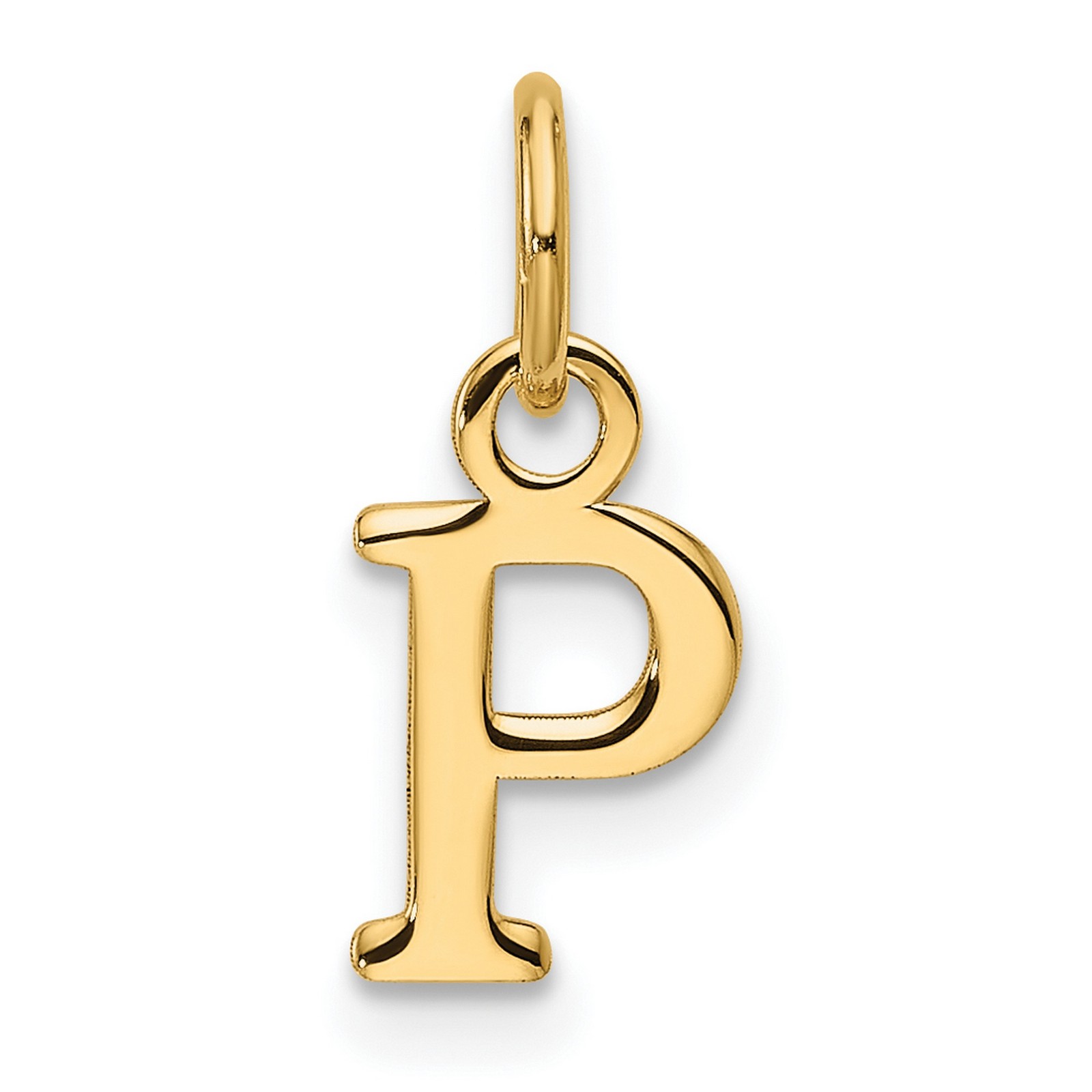 14k Yellow Gold Initial P Pendant Charm Polished Block Letter for Necklace