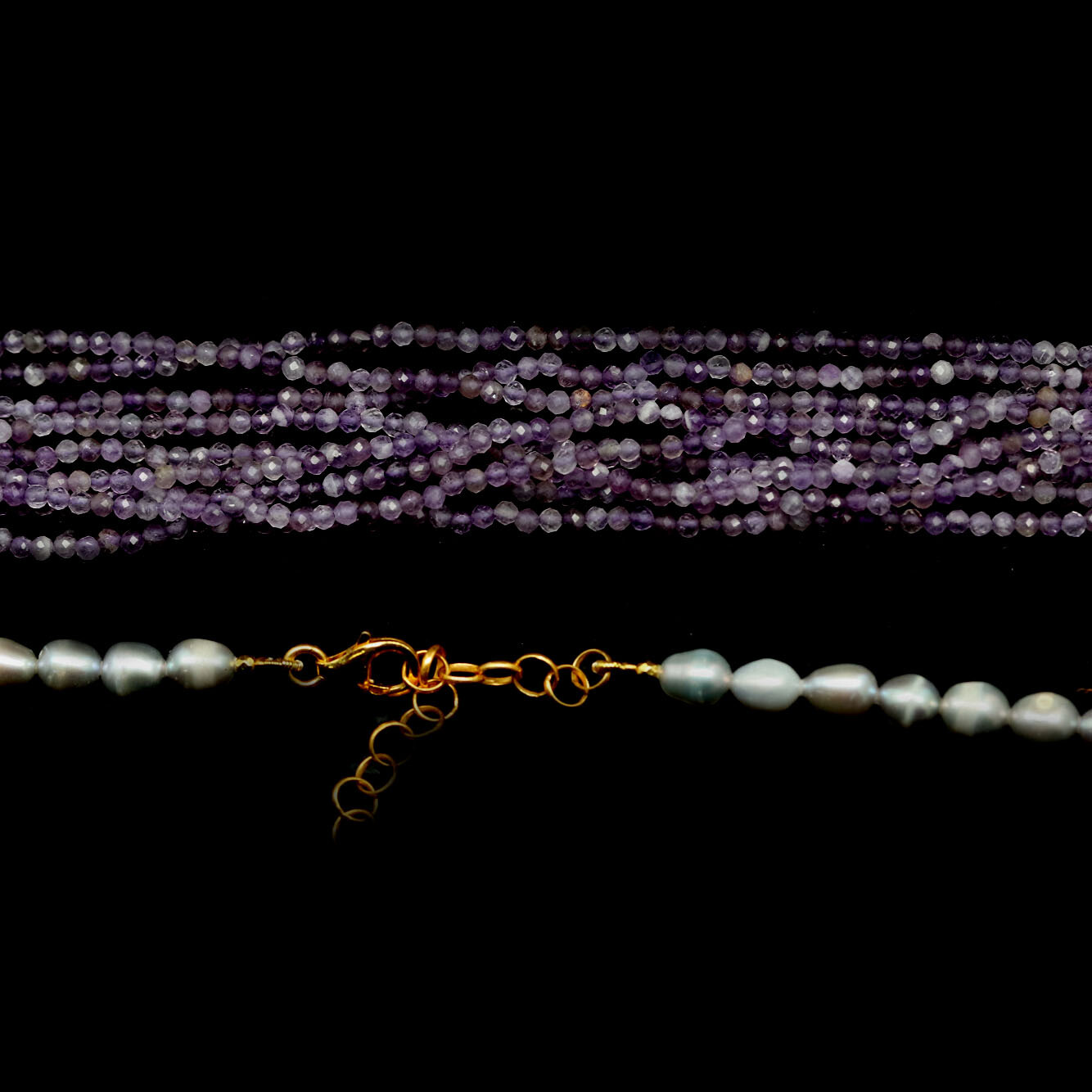 Amethyst Baroque Pearl Necklace 925 Sterling Silver 32in