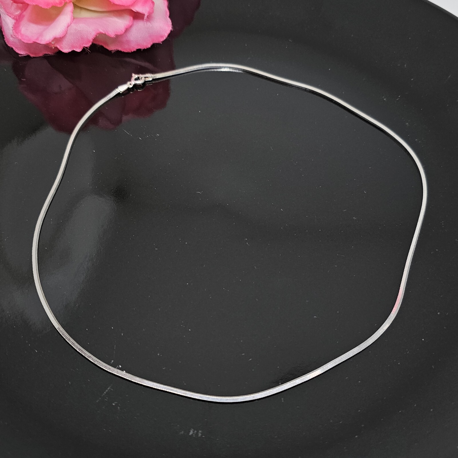 FAS 925 Sterling Silver Shiny Chain Necklace 18″ Long ITALY