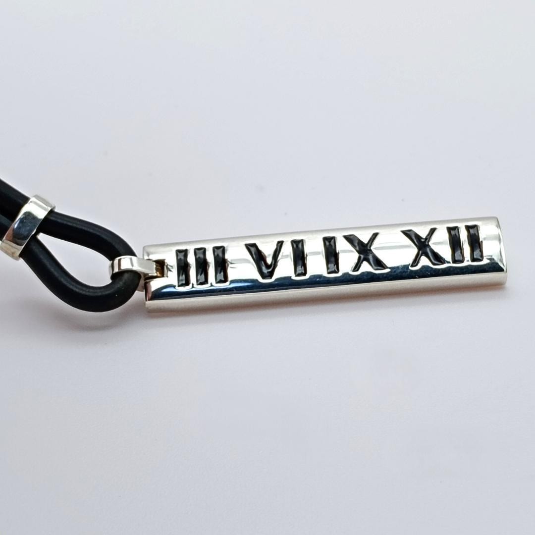 Tiffany & Co. Atlas Roman Numeral Bar Necklace Pendant Silver Rubber Very Good