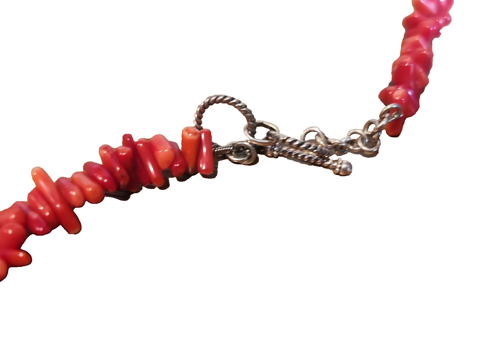 Sterling Silver Artisan Red Sea Coral Branch Necklace with Slide Pendant QVC