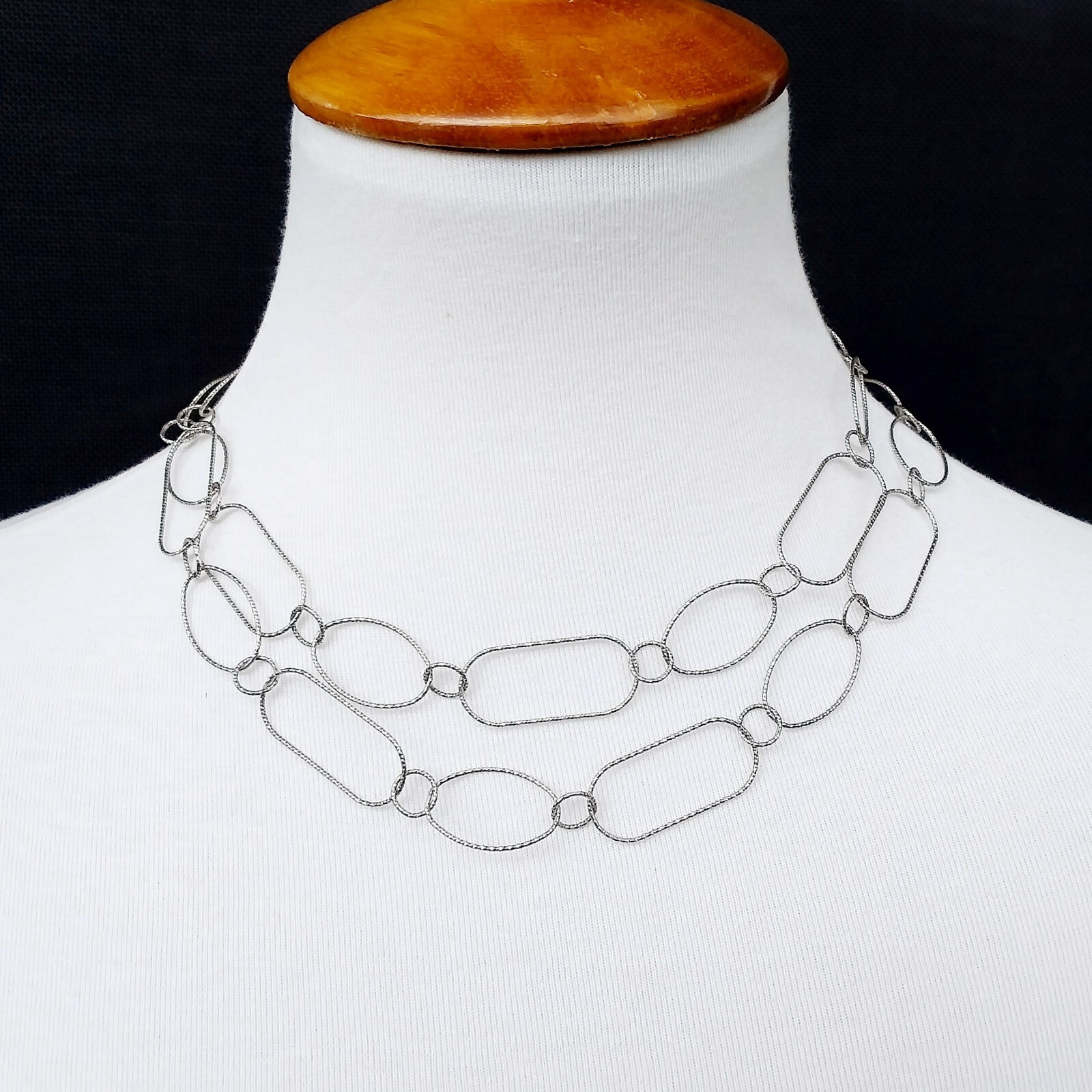 Silpada Sterling Silver Necklace Oval Links Diamond Cut 36in N2731 Retired 2013