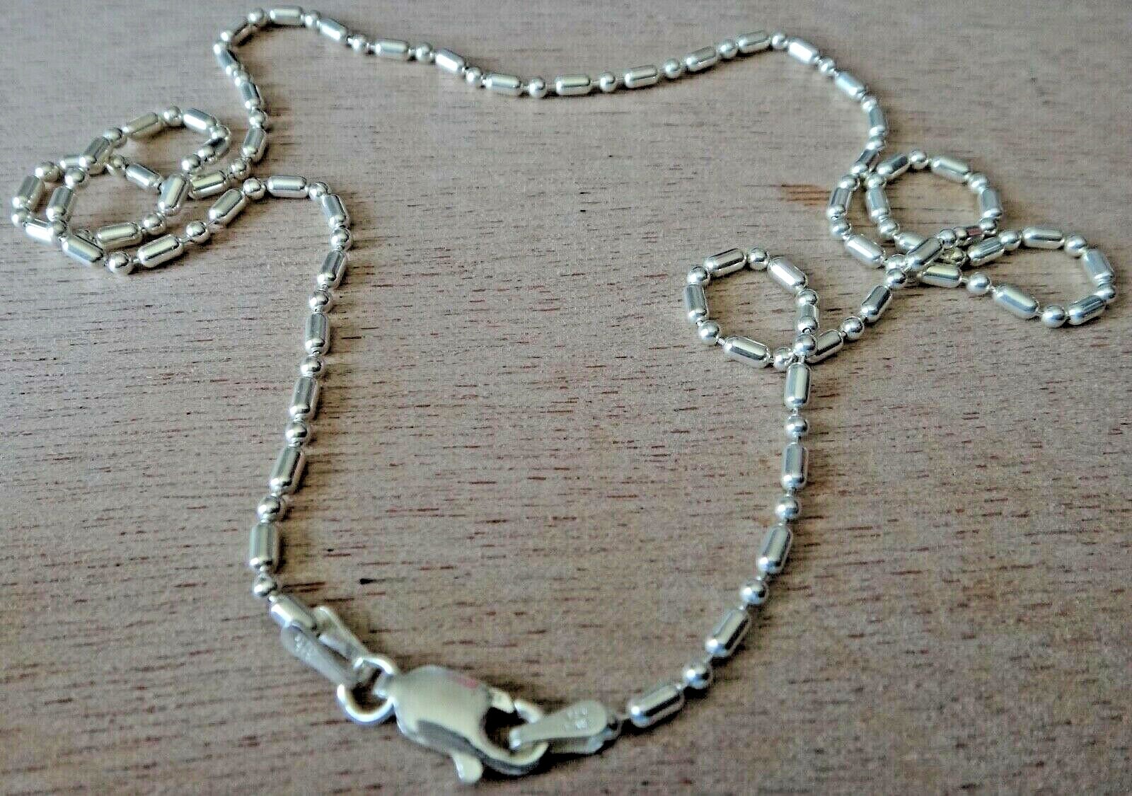 16″ inch Sterling Silver 1.5 mm 1&1 Bead for Male or Female Chain hang a Charm