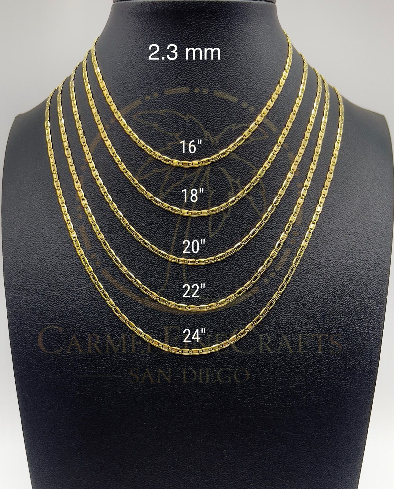 1.8-5.2mm Mirror Shiny Valentino Link Chain Fashion Necklace 14K Yellow Gold