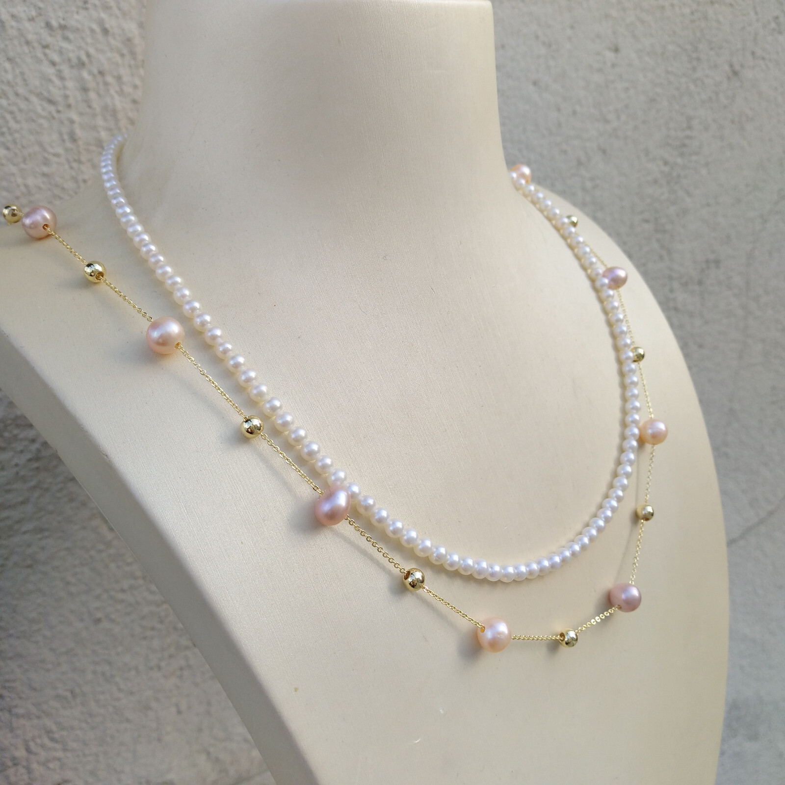Gorgeous Two Strands AAA South Sea Multicolor Pearl Necklace 17″ 19″ 14k Gold P