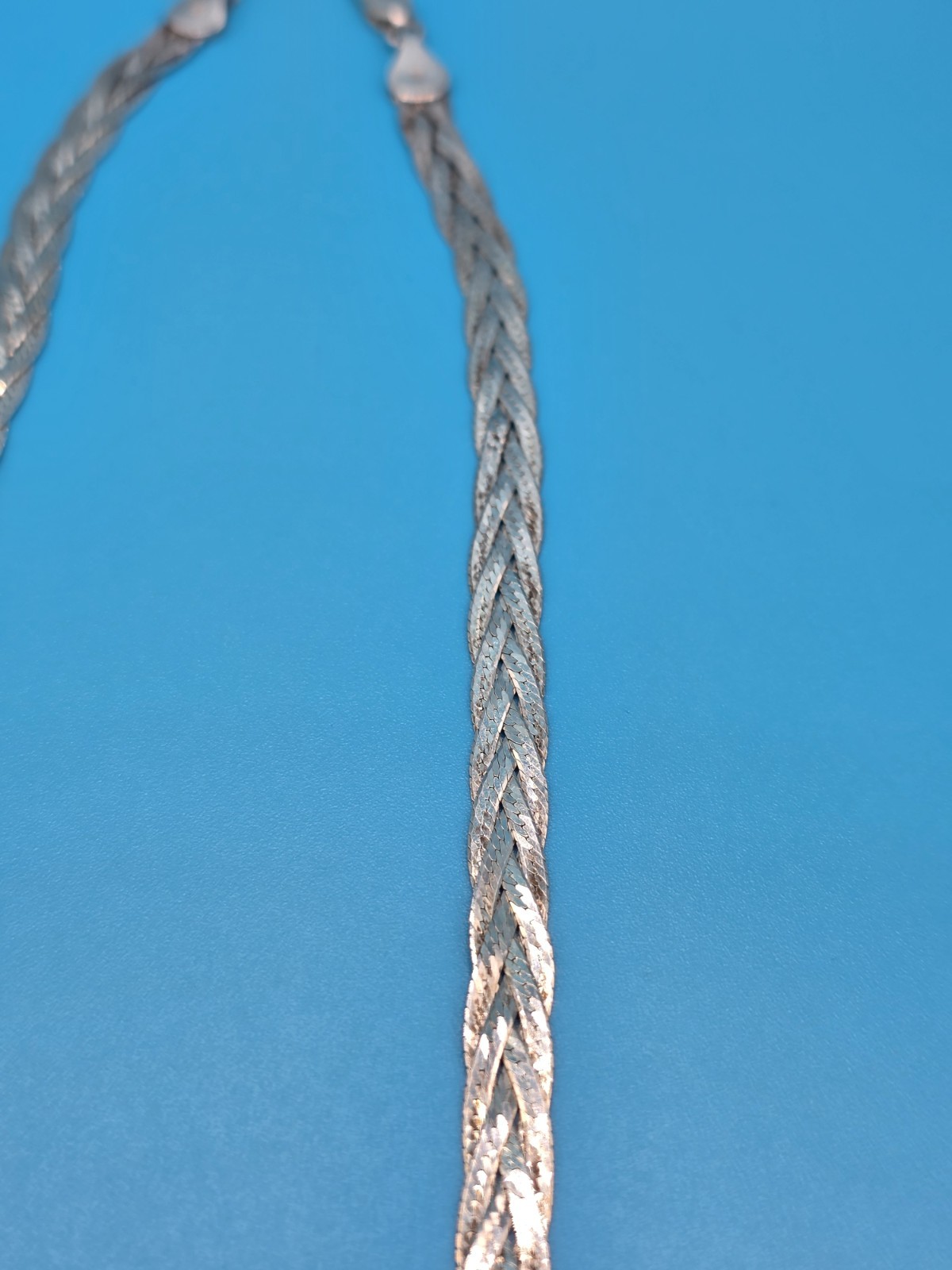 Vintage 925 Italy Sterling Silver Braided Herringbone Necklace – Made In Italy